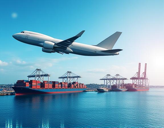 Air cargo freight and ocean container shipping with customs clearance at California ports