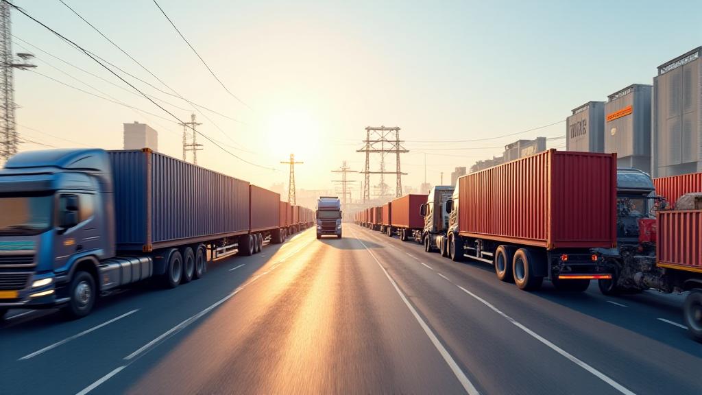 Intermodal containers and logistics trucks at City of Industry hub