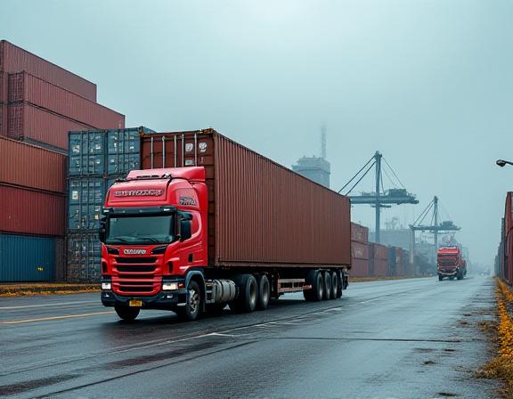 Intermodal container drayage operations at Los Angeles port with rail integration
